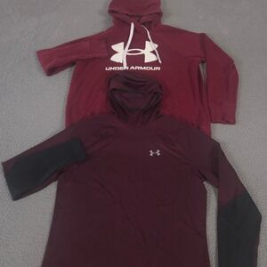 LOT OF 2 Under Armour Hoodie Womens L Multi Rival Fleece Logo ColdGear Infrared